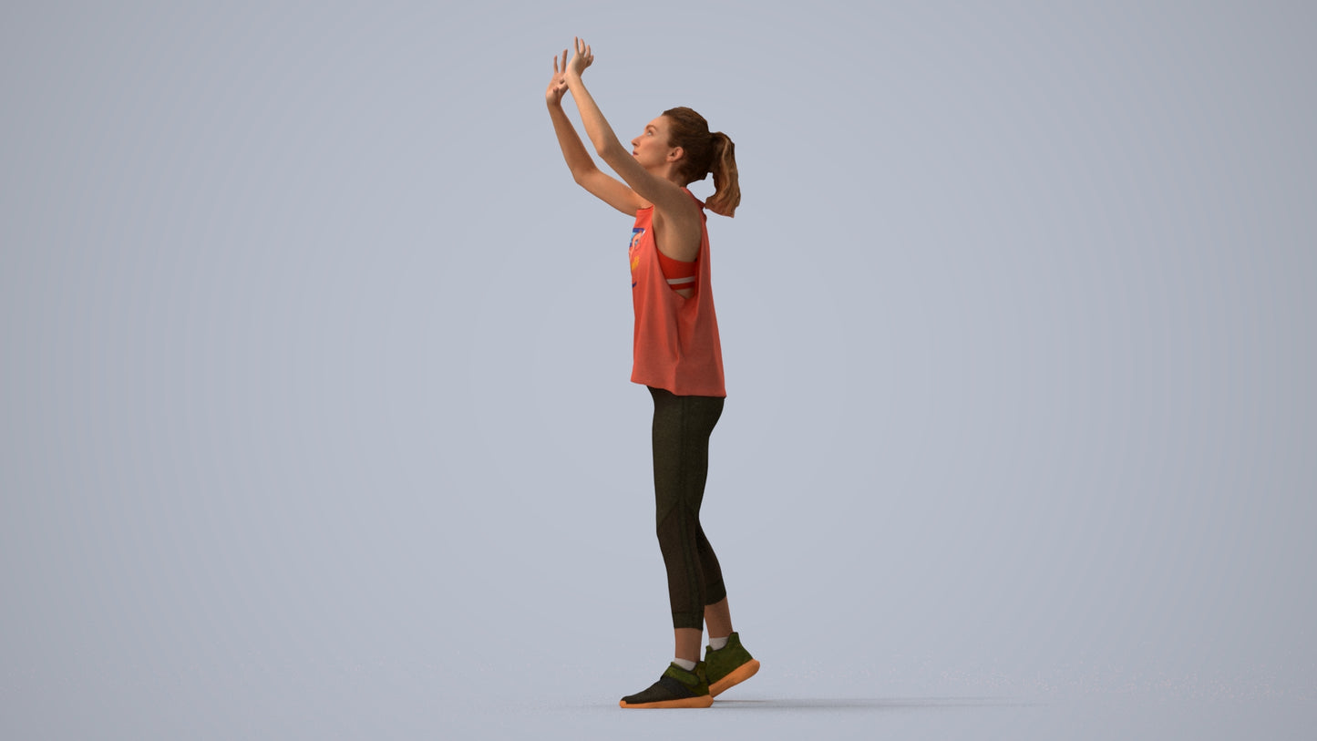scanned 3D woman sport, photogrammetry people for Enscape and V-Ray, three-quarter view render