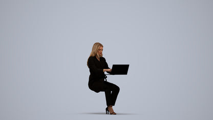 scanned 3D woman business sitting, photogrammetry people for Enscape and V-Ray, standing pose render