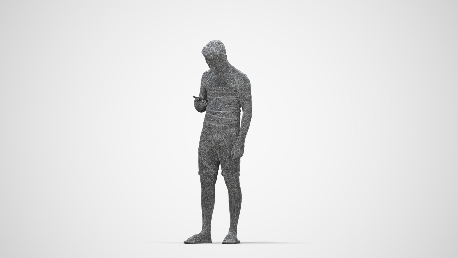 3D scanned boy kids casual, photorealistic archviz people for Enscape and SketchUp, wireframe back view