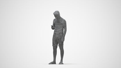 3D scanned boy kids casual, photorealistic archviz people for Enscape and SketchUp, wireframe back view
