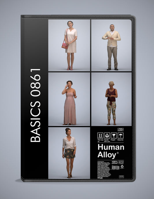 3D people models standing bundle, 5 scanned humans for 3ds Max rendering