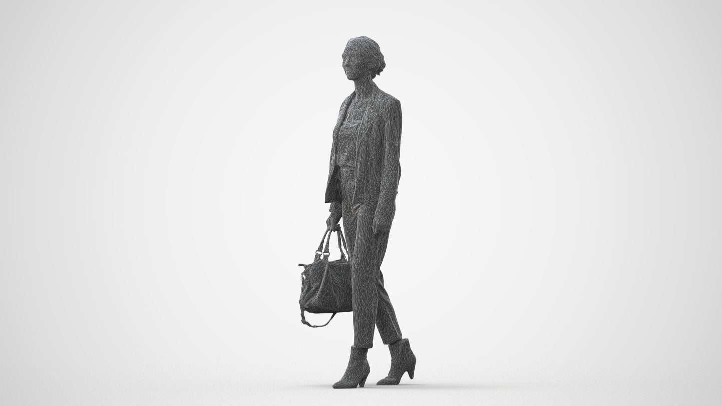 realistic 3D people woman business walking, render-ready for V-Ray and Corona, FBX OBJ, square thumbnail