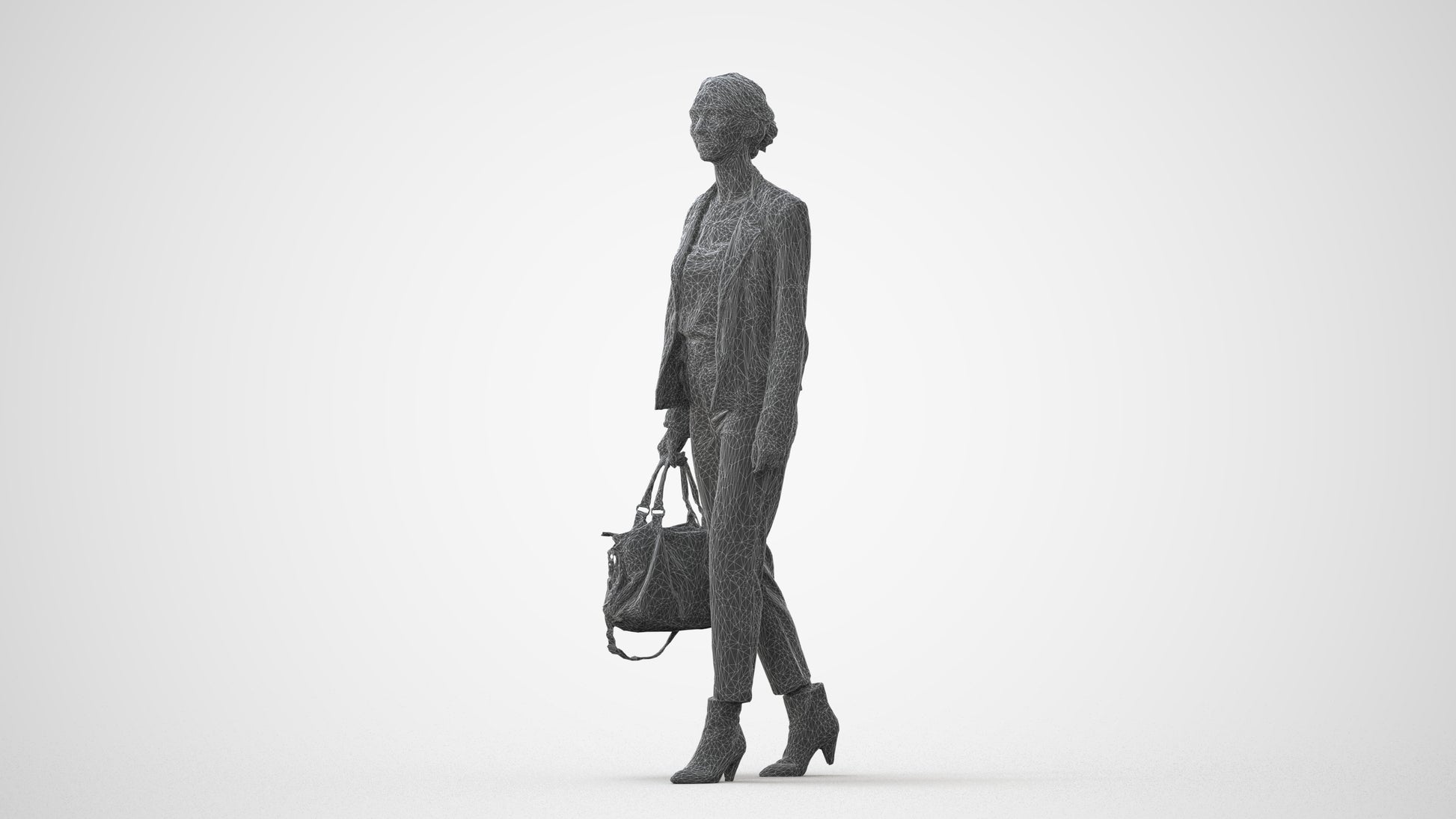 realistic 3D people woman business walking, render-ready for V-Ray and Corona, FBX OBJ, square thumbnail
