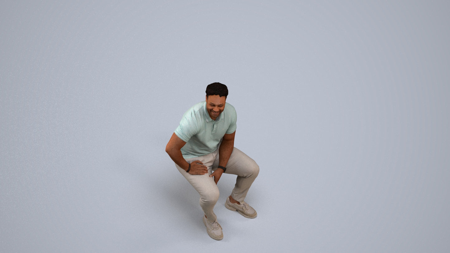 3D scanned man pool casual, photorealistic archviz people for Enscape and SketchUp, back view render