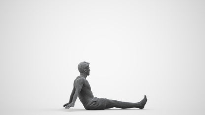 3D human model man pool, photogrammetry scanned person for archviz, wireframe side view