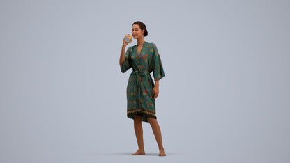 realistic 3D human woman bathroom, archviz people FBX OBJ for Blender, standing pose render