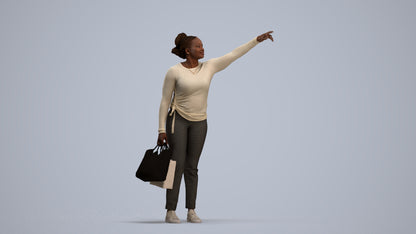 3D scanned woman standing casual, photorealistic archviz people for Enscape and SketchUp, standing pose render