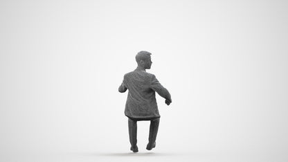 3D people model man business driving, scanned human for 3ds Max rendering, wireframe side view