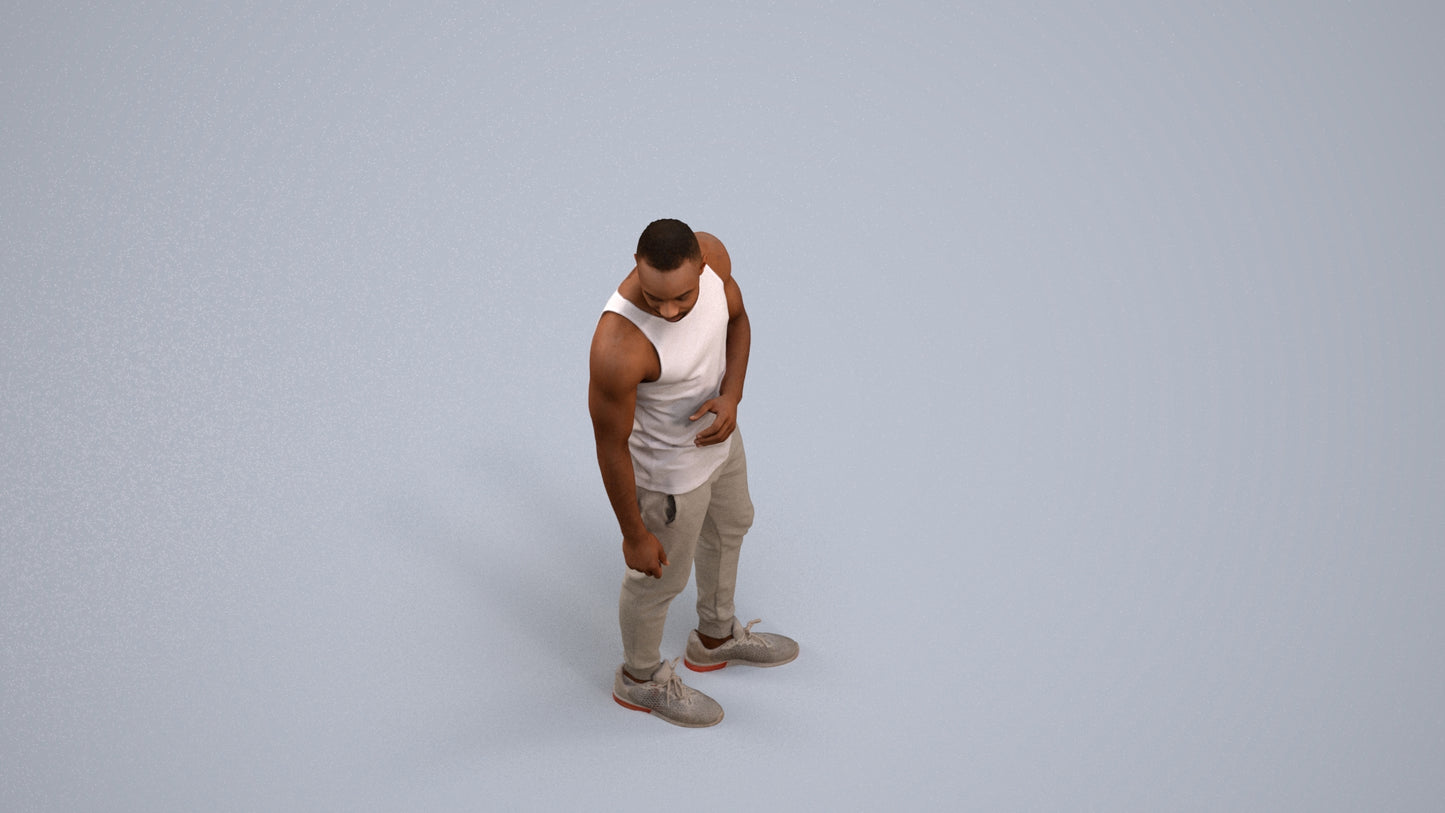 photogrammetry 3D man casual standing, realistic human model archviz FBX, back view render
