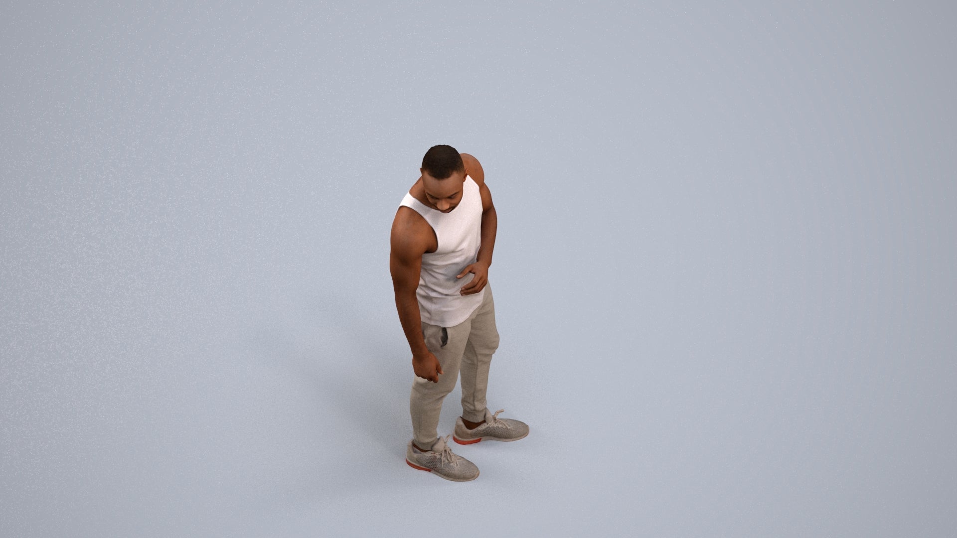 photogrammetry 3D man casual standing, realistic human model archviz FBX, back view render