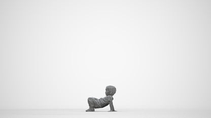 realistic 3D human boy casual kids, archviz people FBX OBJ for Blender, wireframe back view