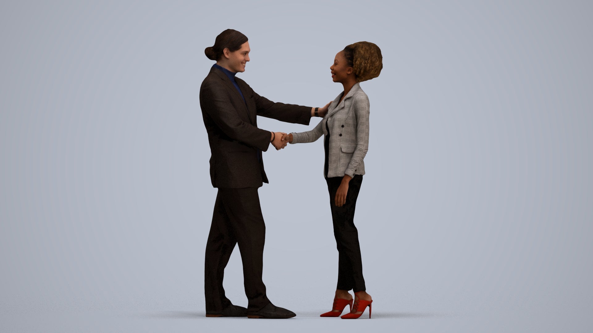 scanned 3D woman business, photogrammetry people for Enscape and V-Ray, standing pose render