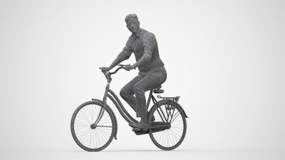 realistic 3D man business cycling, scanned archviz people for Blender and 3ds Max, wireframe back view