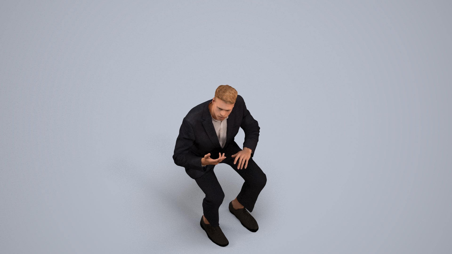 3D people model man business, scanned human for 3ds Max rendering, back view render
