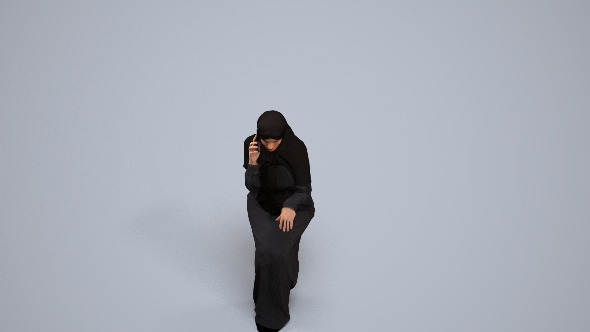 3D people model woman business, scanned human for 3ds Max rendering, back view render