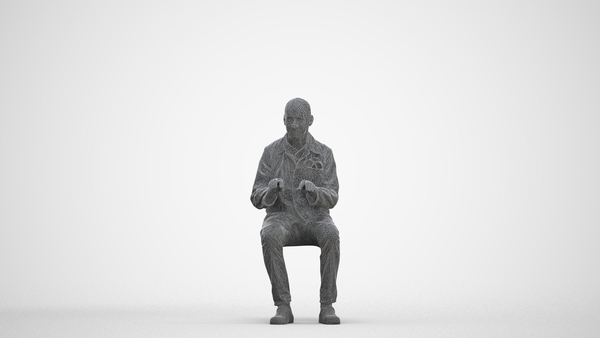 scanned 3D senior man medical, photogrammetry people for Enscape and V-Ray, three-quarter front view render