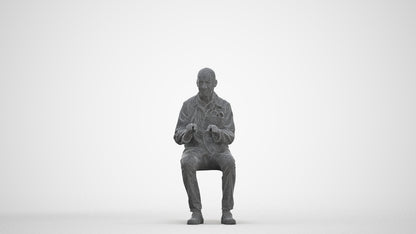 scanned 3D senior man medical, photogrammetry people for Enscape and V-Ray, three-quarter front view render