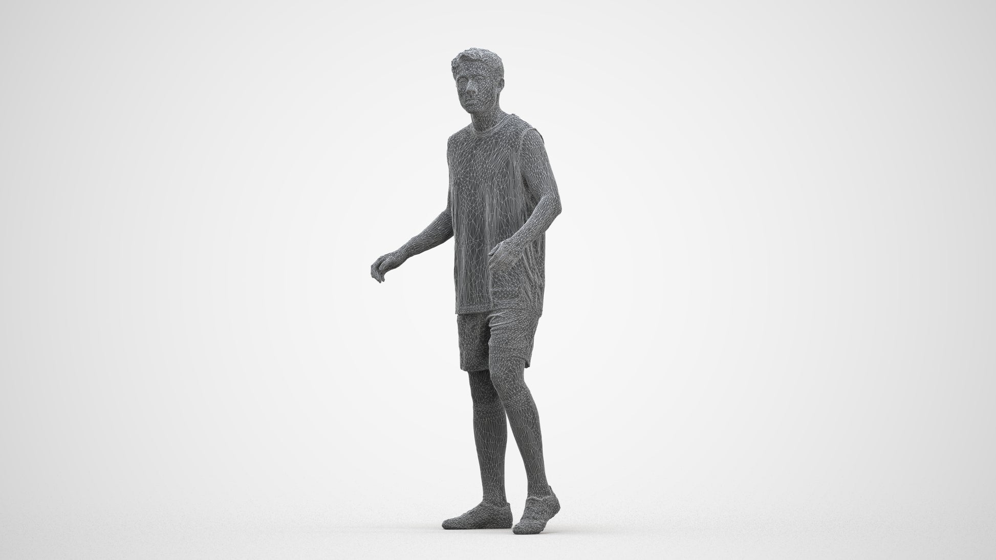 photogrammetry 3D man sport, realistic human model archviz FBX, three-quarter front view render