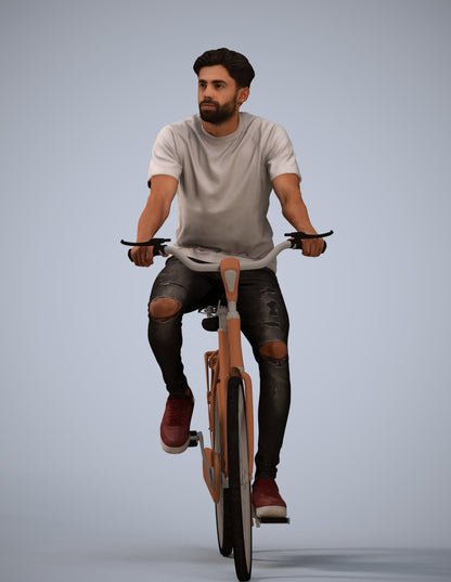 realistic 3D people man casual cycling, render-ready for V-Ray and Corona, FBX OBJ