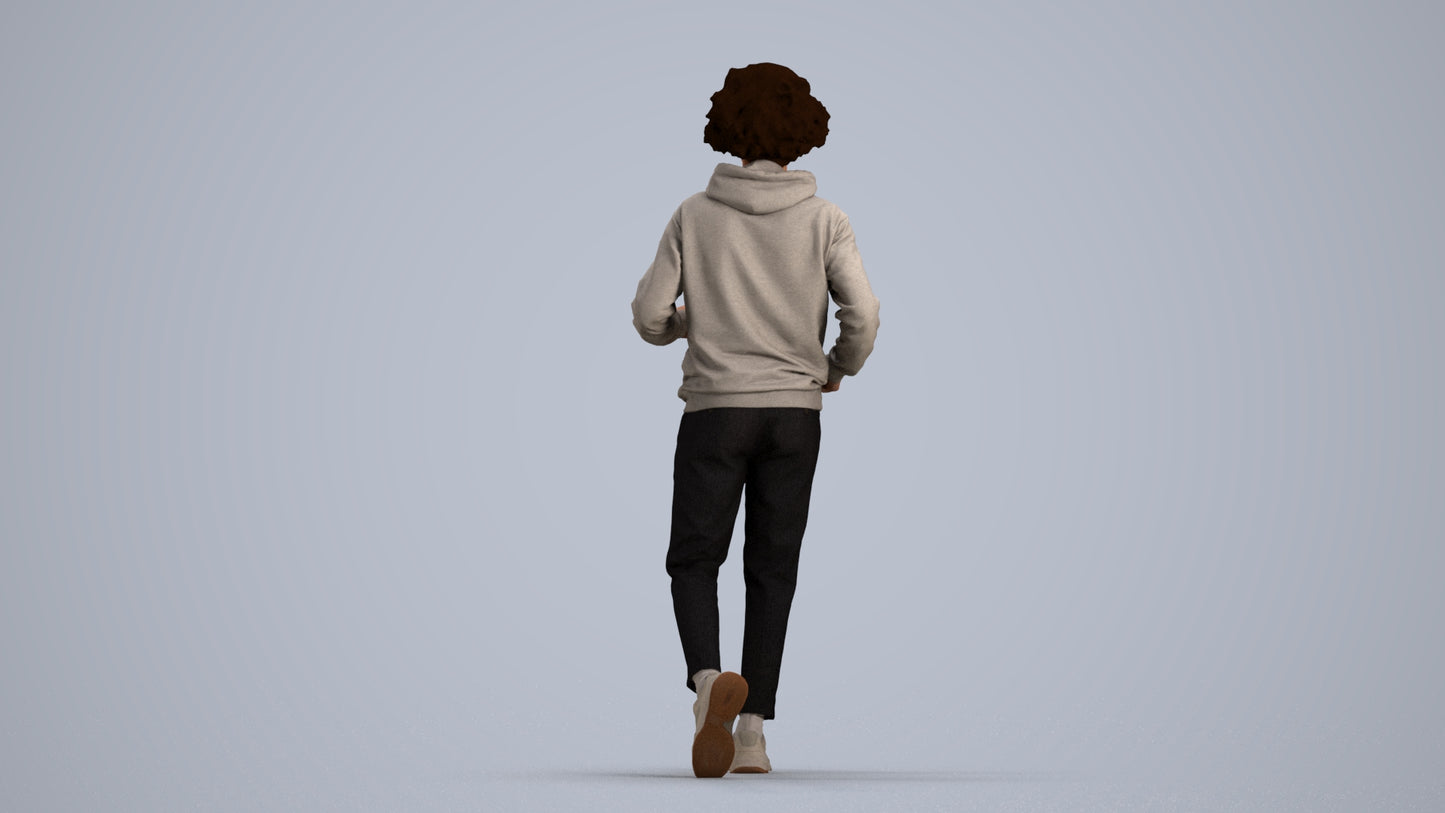 3D human model man sport, photogrammetry scanned person for archviz, front view render