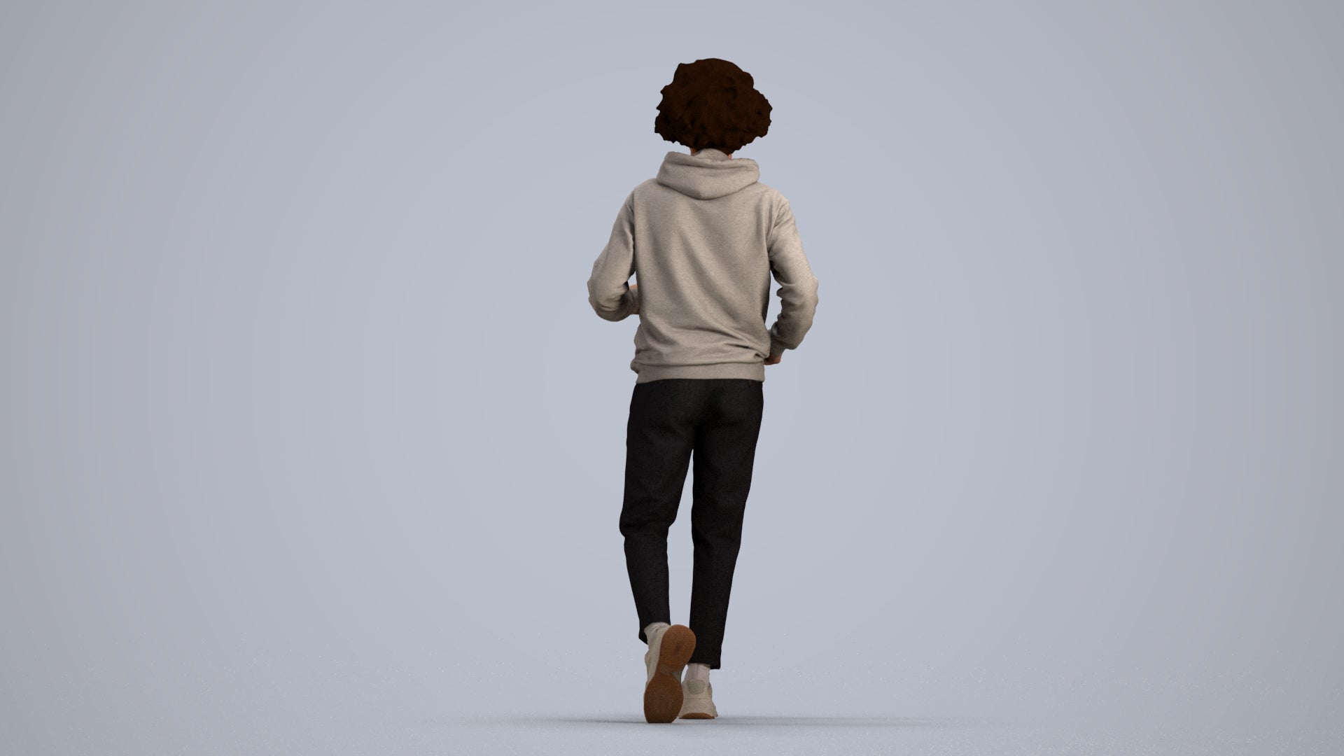 3D human model man sport, photogrammetry scanned person for archviz, front view render