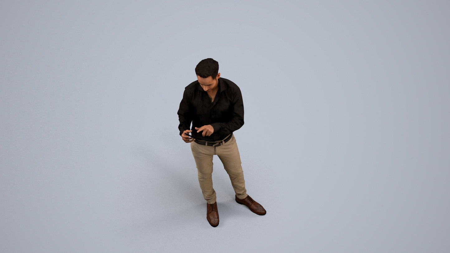 realistic 3D people man business standing, render-ready for V-Ray and Corona, FBX OBJ, back view render