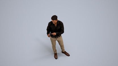 realistic 3D people man business standing, render-ready for V-Ray and Corona, FBX OBJ, back view render