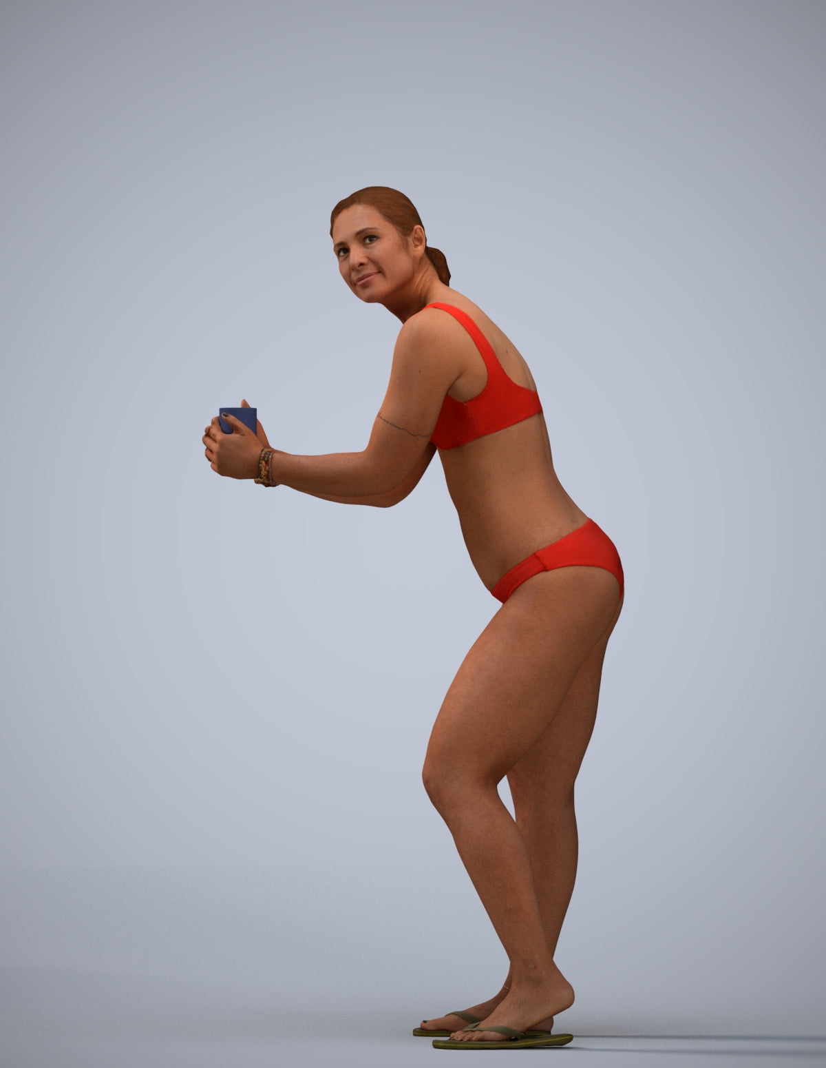 realistic 3D woman pool, scanned archviz people for Blender and 3ds Max