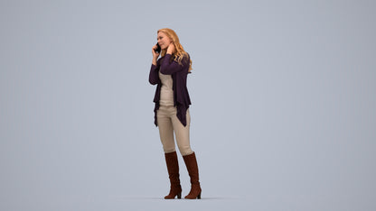 realistic 3D human woman casual standing, archviz people FBX OBJ for Blender, top-down view render