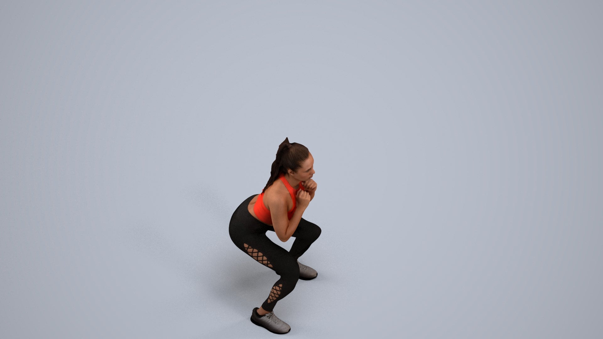 scanned 3D woman sport, photogrammetry people for Enscape and V-Ray, back view render