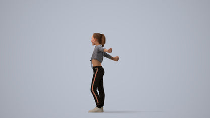 realistic 3D human girl casual kids, archviz people FBX OBJ for Blender, three-quarter view render