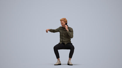 realistic 3D human man casual sitting, archviz people FBX OBJ for Blender, standing pose render