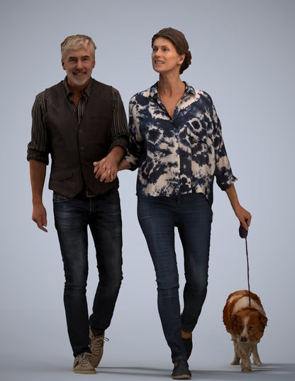realistic 3D human woman casual couple, archviz people FBX OBJ for Blender