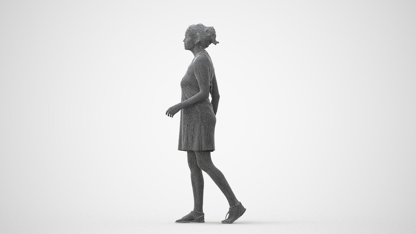 realistic 3D people woman walking, render-ready for V-Ray and Corona, FBX OBJ, square thumbnail