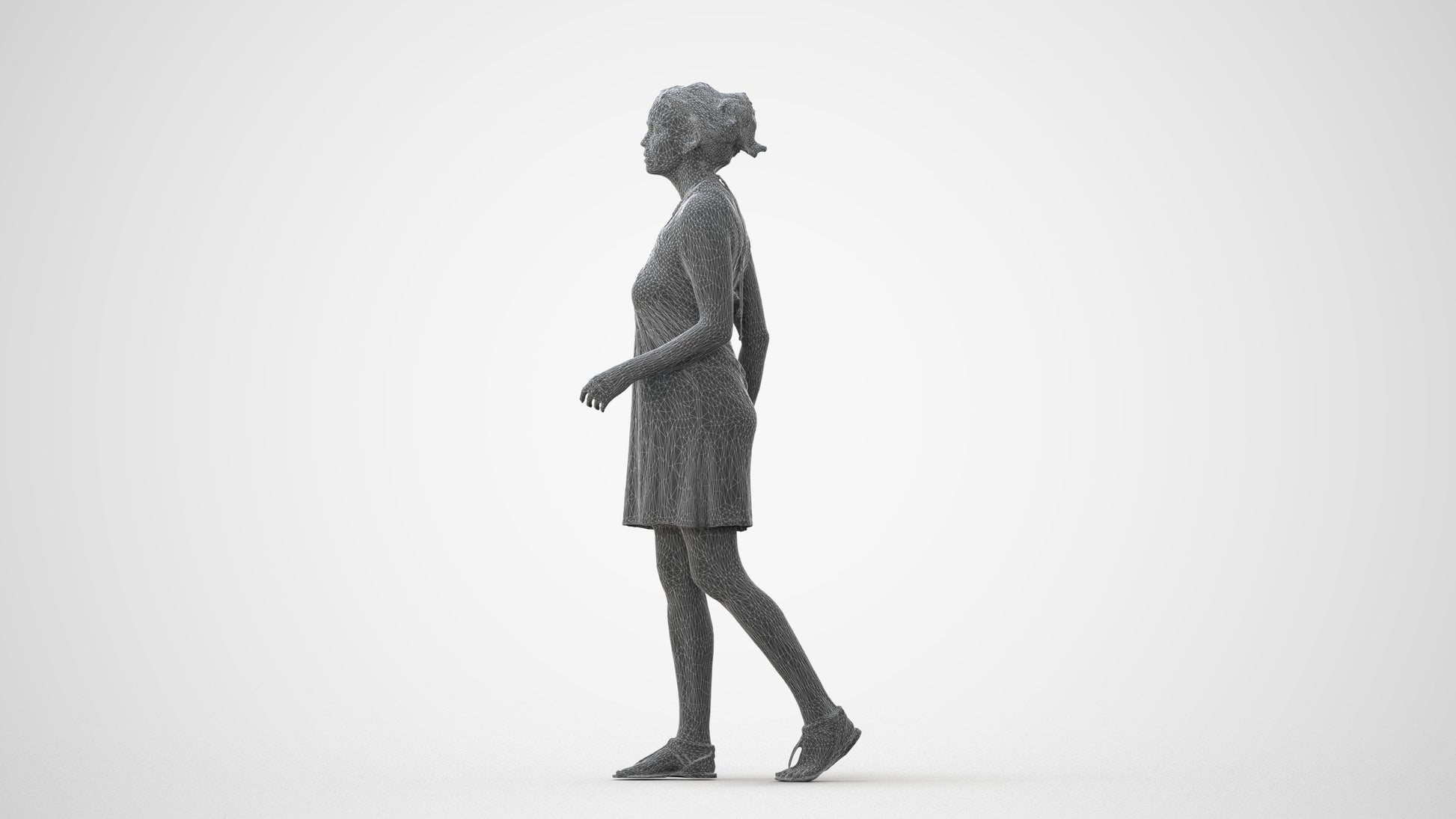 realistic 3D people woman walking, render-ready for V-Ray and Corona, FBX OBJ, square thumbnail