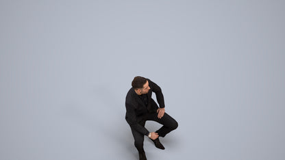 realistic 3D man formal sitting, scanned archviz people for Blender and 3ds Max, back view render