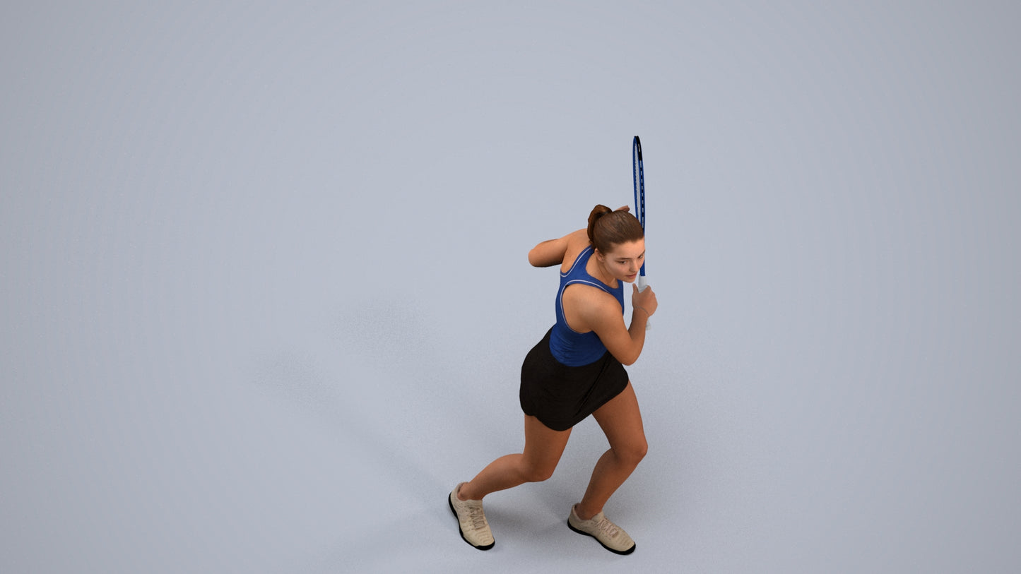 realistic 3D girl sport, scanned archviz people for Blender and 3ds Max, back view render