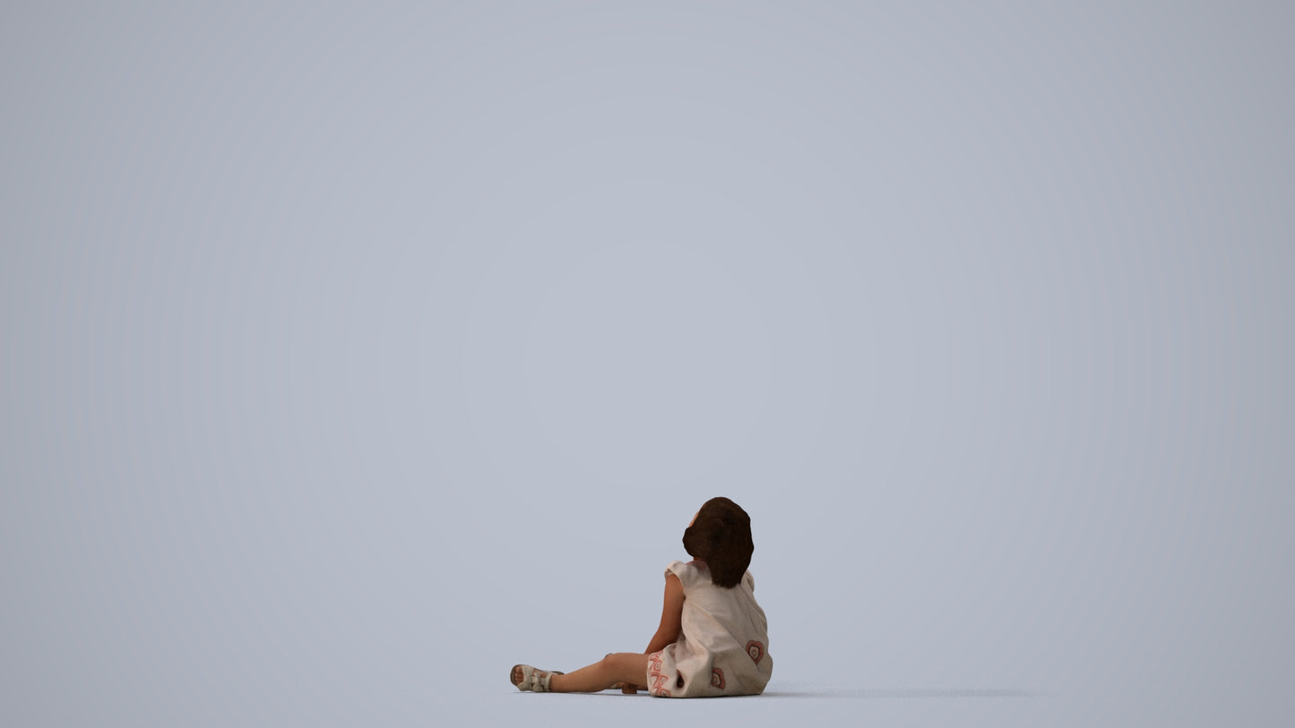 photogrammetry 3D girl casual kids, realistic human model archviz FBX, three-quarter view render