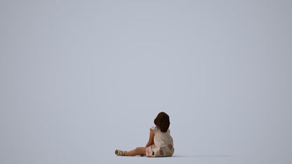 photogrammetry 3D girl casual kids, realistic human model archviz FBX, three-quarter view render