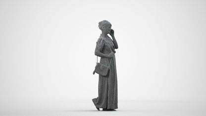 3D scanned woman standing casual, photorealistic archviz people for Enscape and SketchUp, wireframe side view