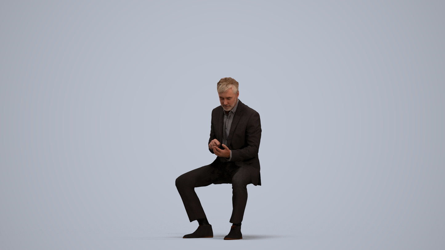 photogrammetry 3D man business, realistic human model archviz FBX, standing pose render