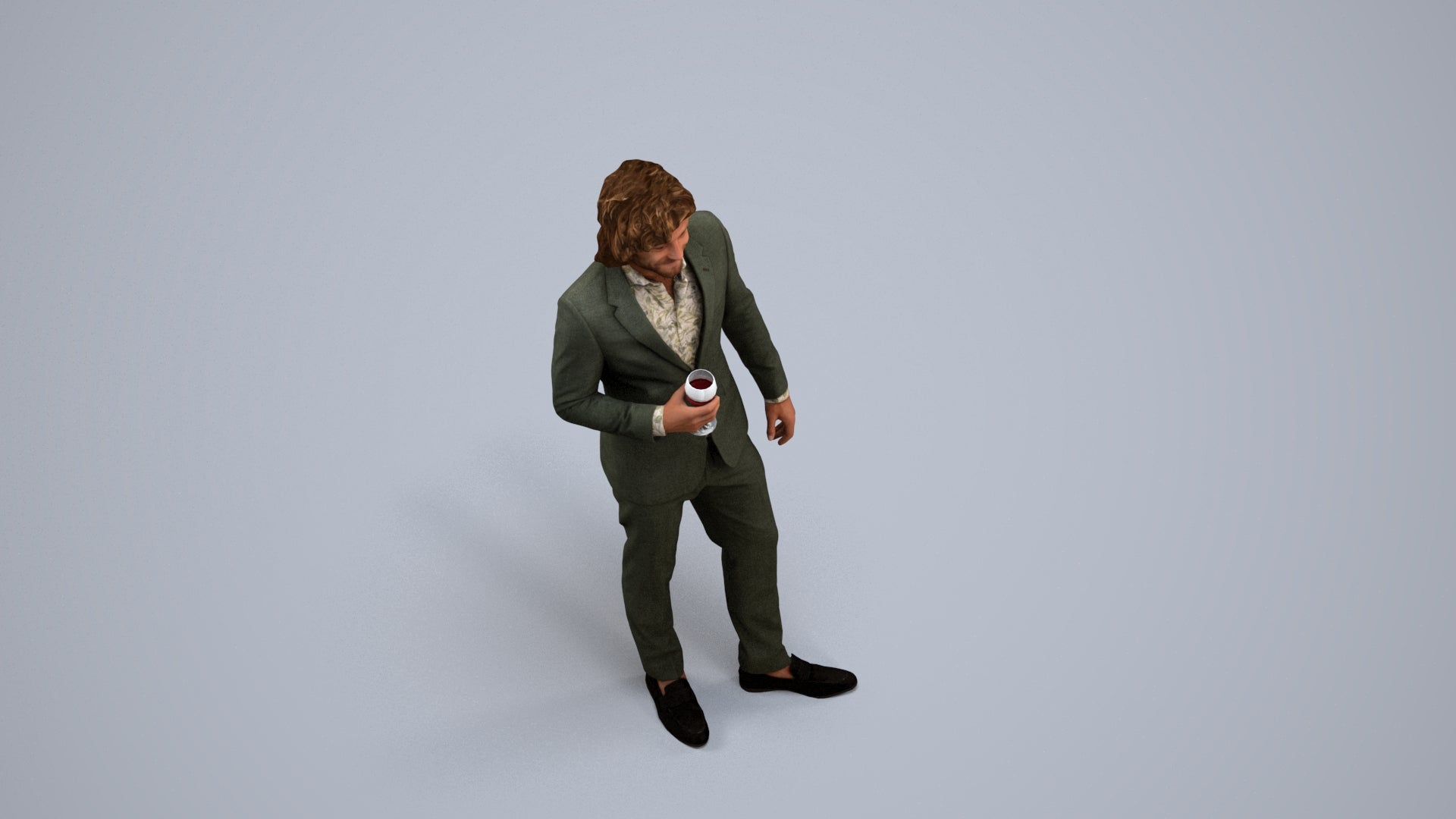 3D people model man business, scanned human for 3ds Max rendering, back view render