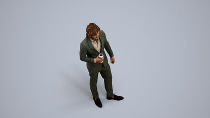 3D people model man business, scanned human for 3ds Max rendering, back view render