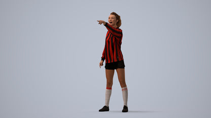 3D human model woman sport, photogrammetry scanned person for archviz, three-quarter view render