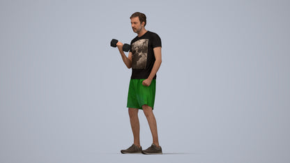 photogrammetry 3D man sport, realistic human model archviz FBX, top-down view render