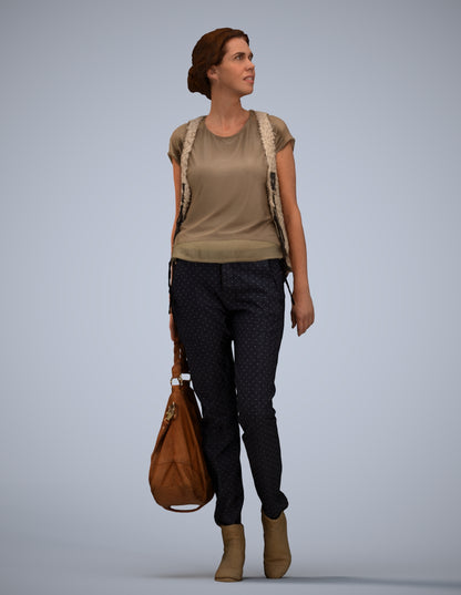 3D scanned woman standing casual, photorealistic archviz people for Enscape and SketchUp