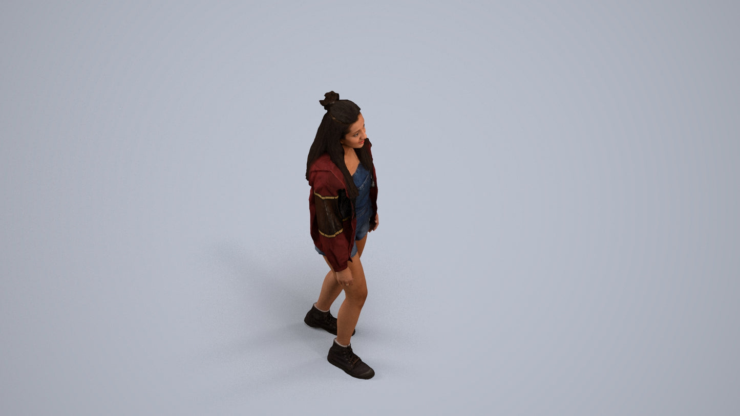 photogrammetry 3D woman casual standing, realistic human model archviz FBX, back view render