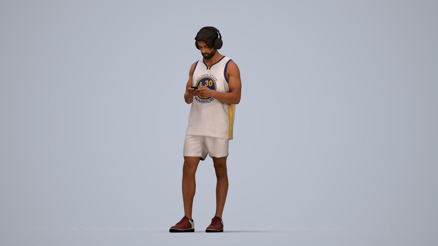 realistic 3D human man sport standing, archviz people FBX OBJ for Blender, top-down view render