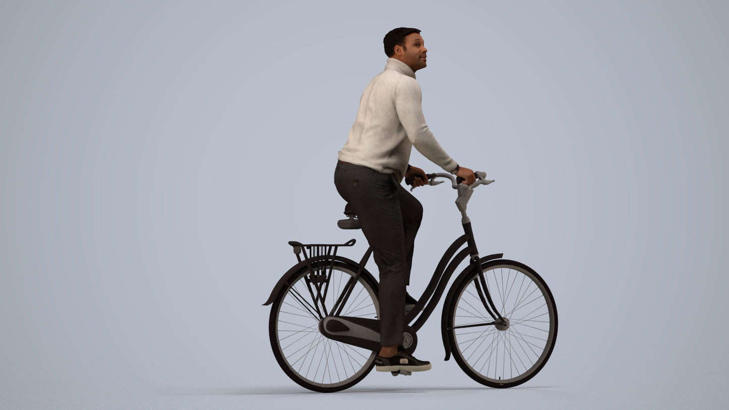 realistic 3D people man casual sitting, render-ready for V-Ray and Corona, FBX OBJ, side view render