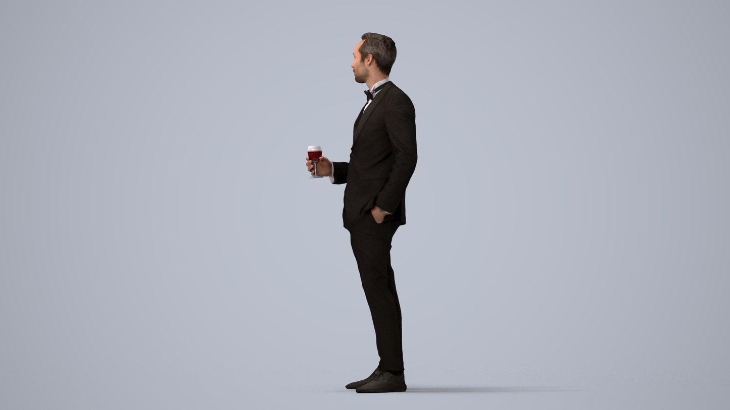 scanned 3D man formal formalaffairs, photogrammetry people for Enscape and V-Ray, three-quarter view render